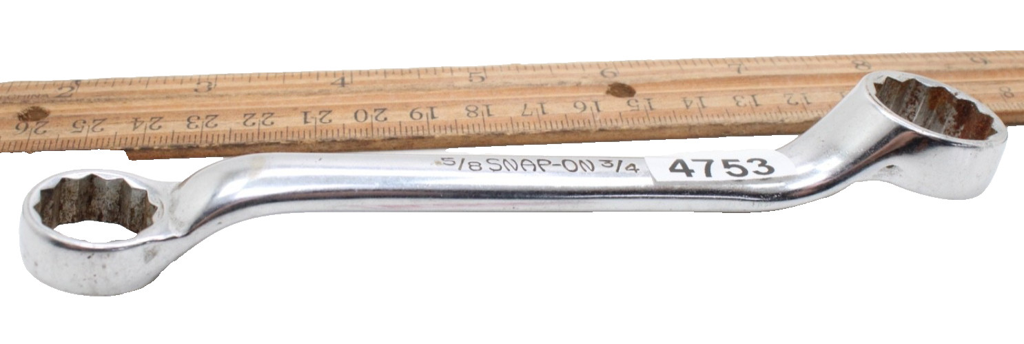 Snap-On XS-2024 5/8″ x 3/4″ 12 Point 6-1/2″ Long SAE Offset Box End Wrench USA