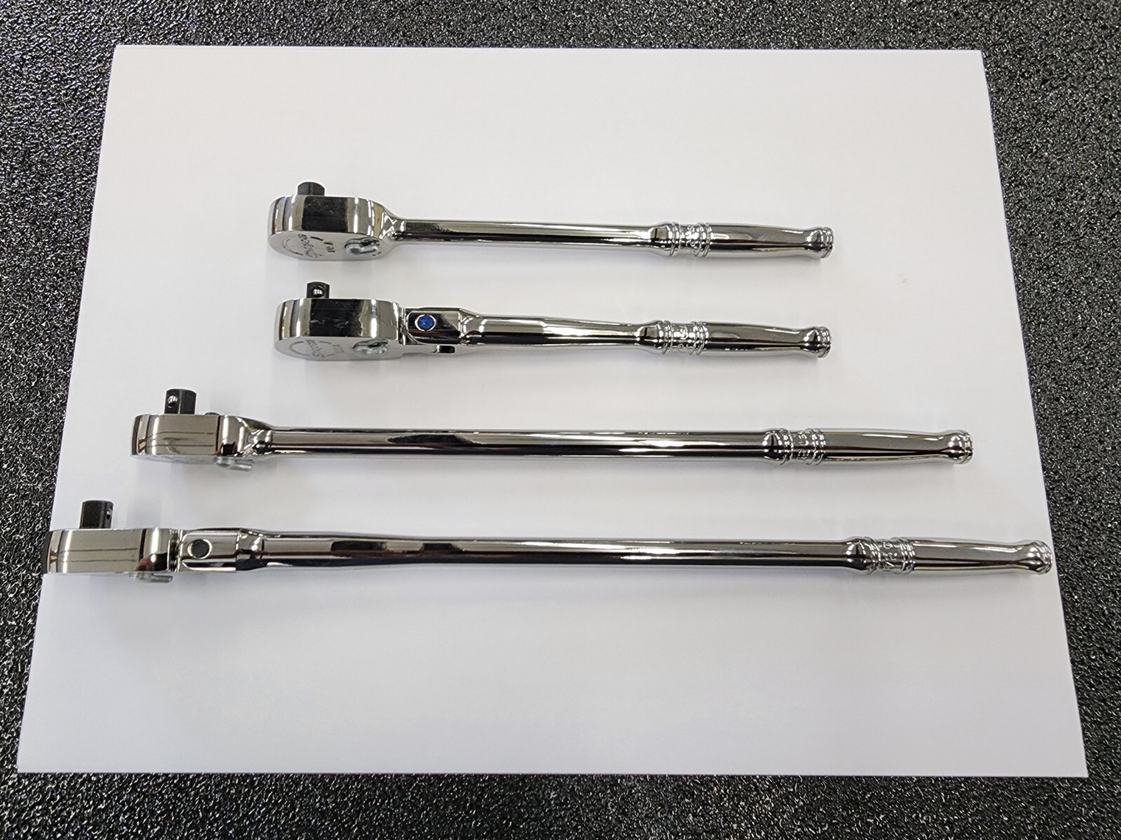 Snap-on Tools USA NEW 4-Piece 1/4″ Drive Fixed & Flex Head Chrome Ratchet Set