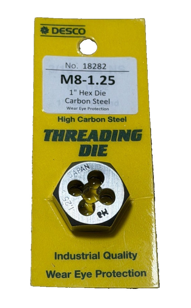 M8 X 1.25 Metric 1″ Hex Die Desco 8MM Carbon Steel RH Rethread 18282