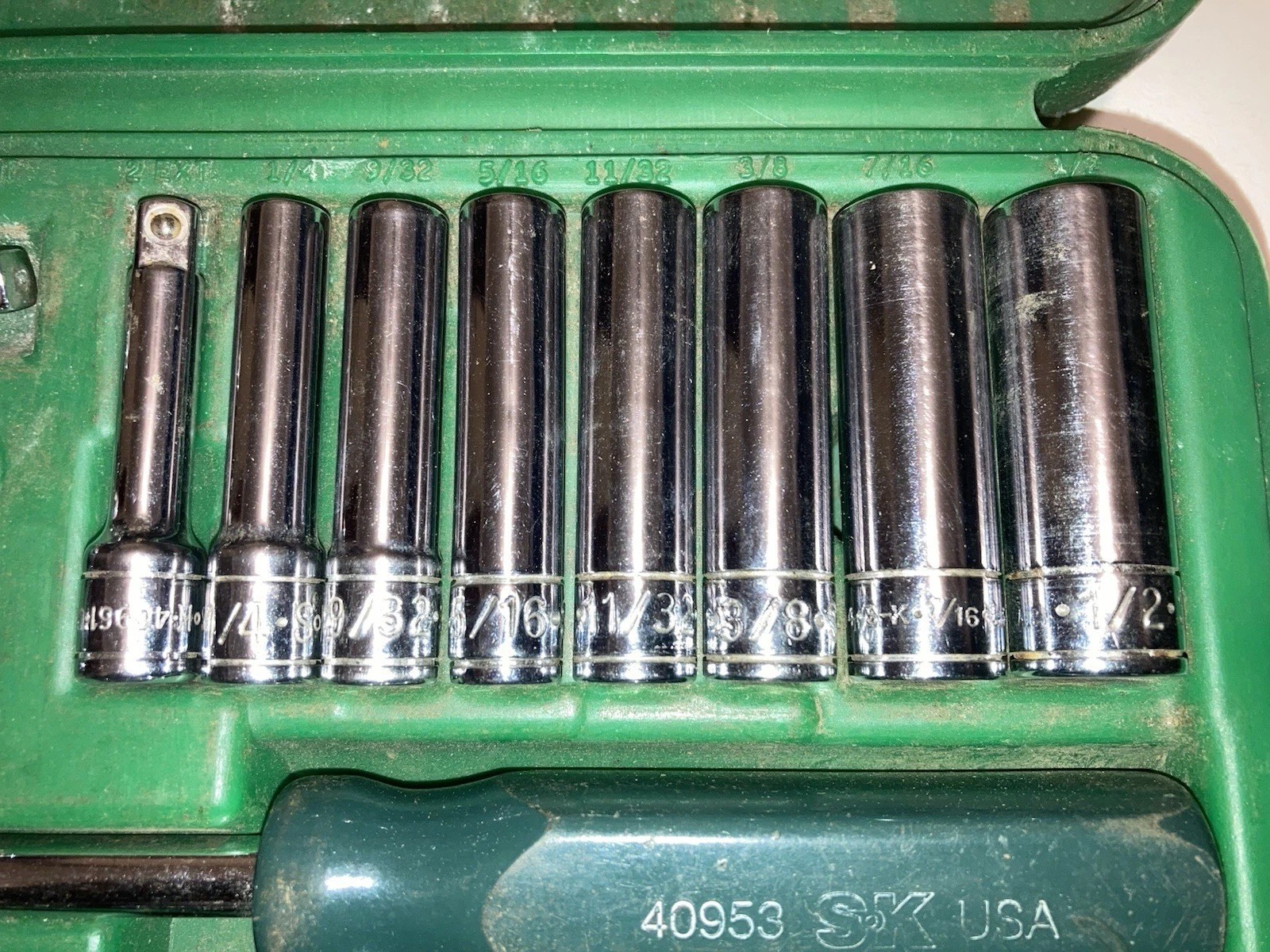 S-K SK 4921 SAE Standard Socket 1/4” Drive 21 Piece Set Short Deep 6 Pt Wright