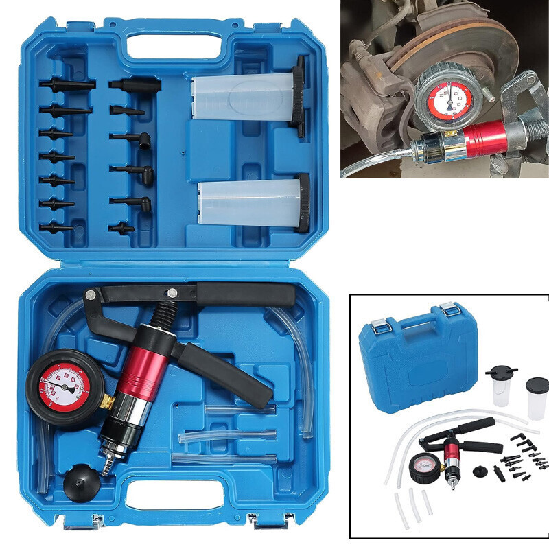 21pcs Hand Held Vacuum Pressure Pump Tester Brake Fluid Bleeder Bleeding Tool