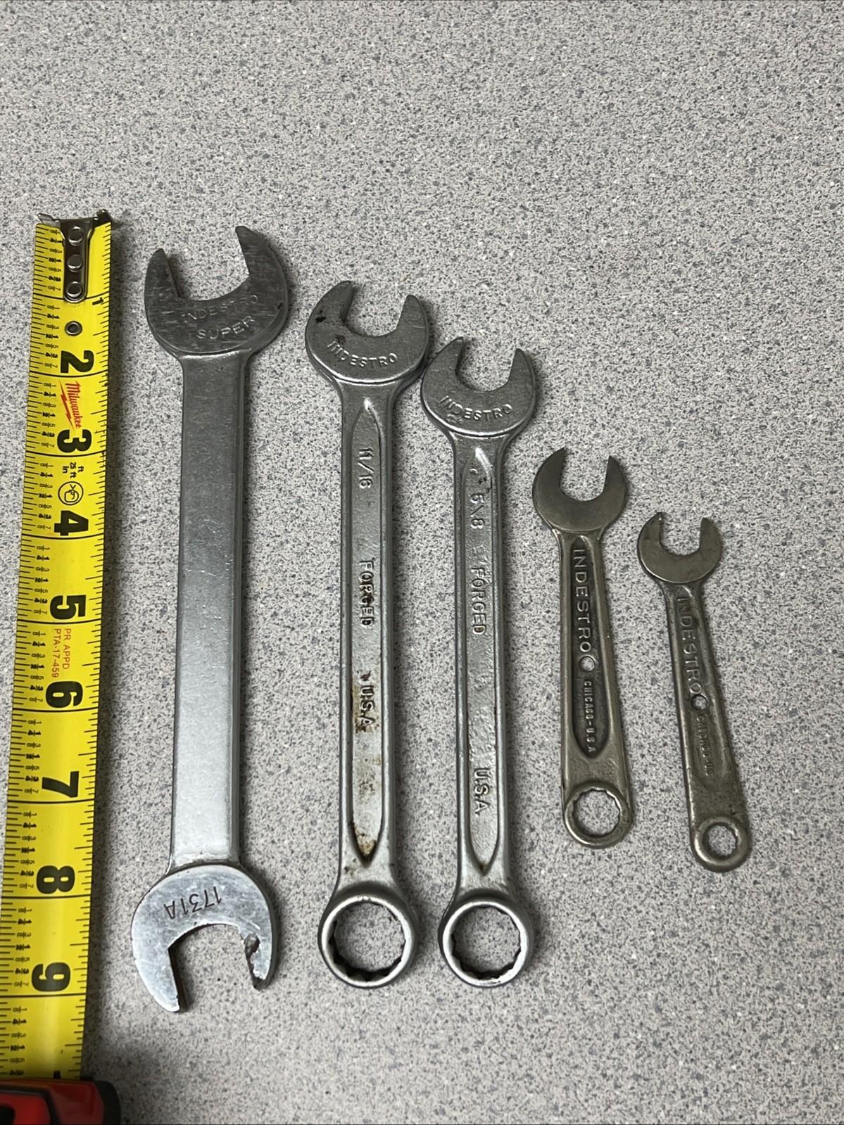 Vintage Indestro Combination Wrench Lot- 7/8, 3/4, 11/16, 5/8, 1/2, 7/16, 5/16