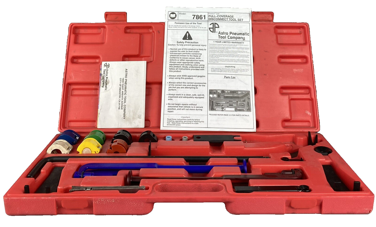 Astro Pneumatic 7861 Full-Coverage Disconnect Tool Set – Missing 7861-07 in Case