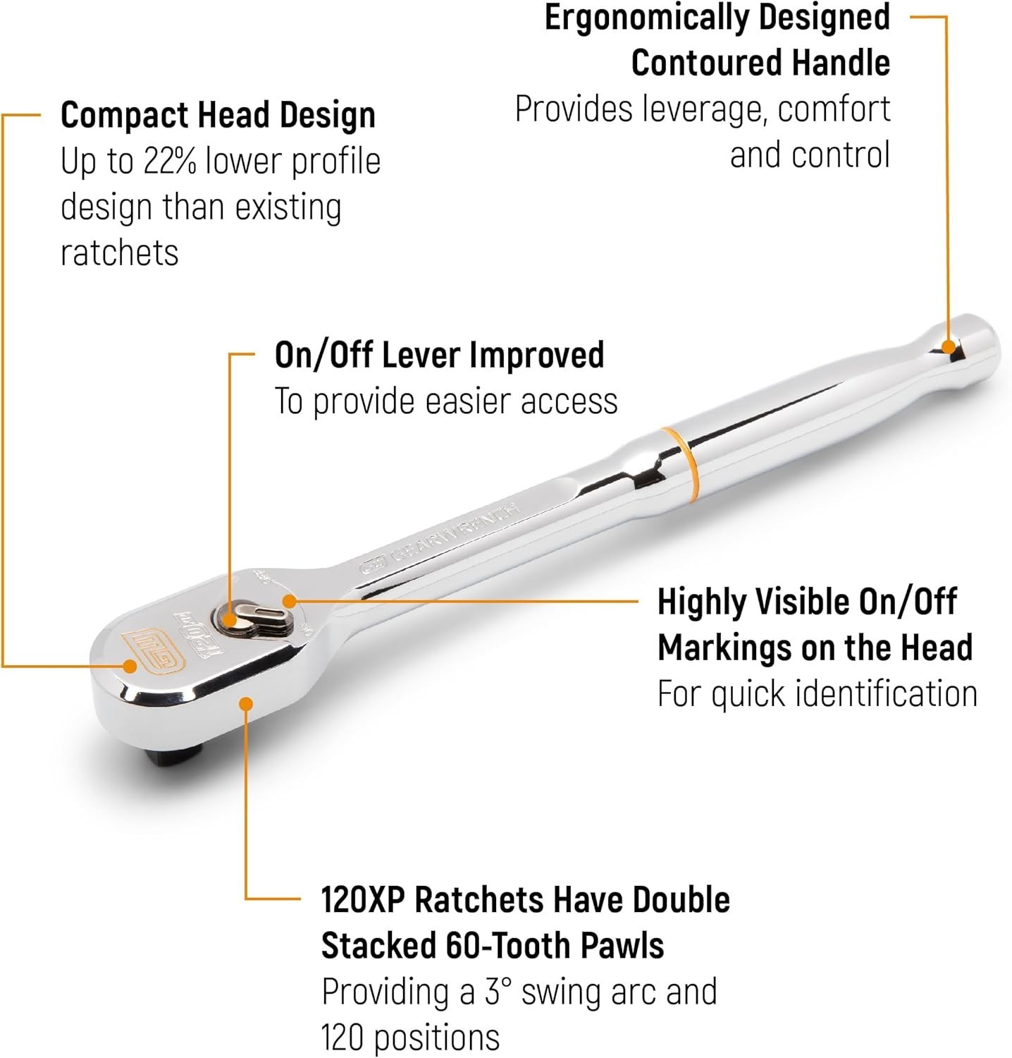 1/2″ Drive 120XP Full Polish Chrome Teardrop Ratchet | 81304XP