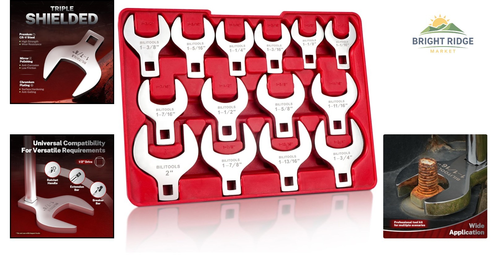 Durable 14-Piece Crowfoot Wrench Set with Chrome Finish for Tight Spaces