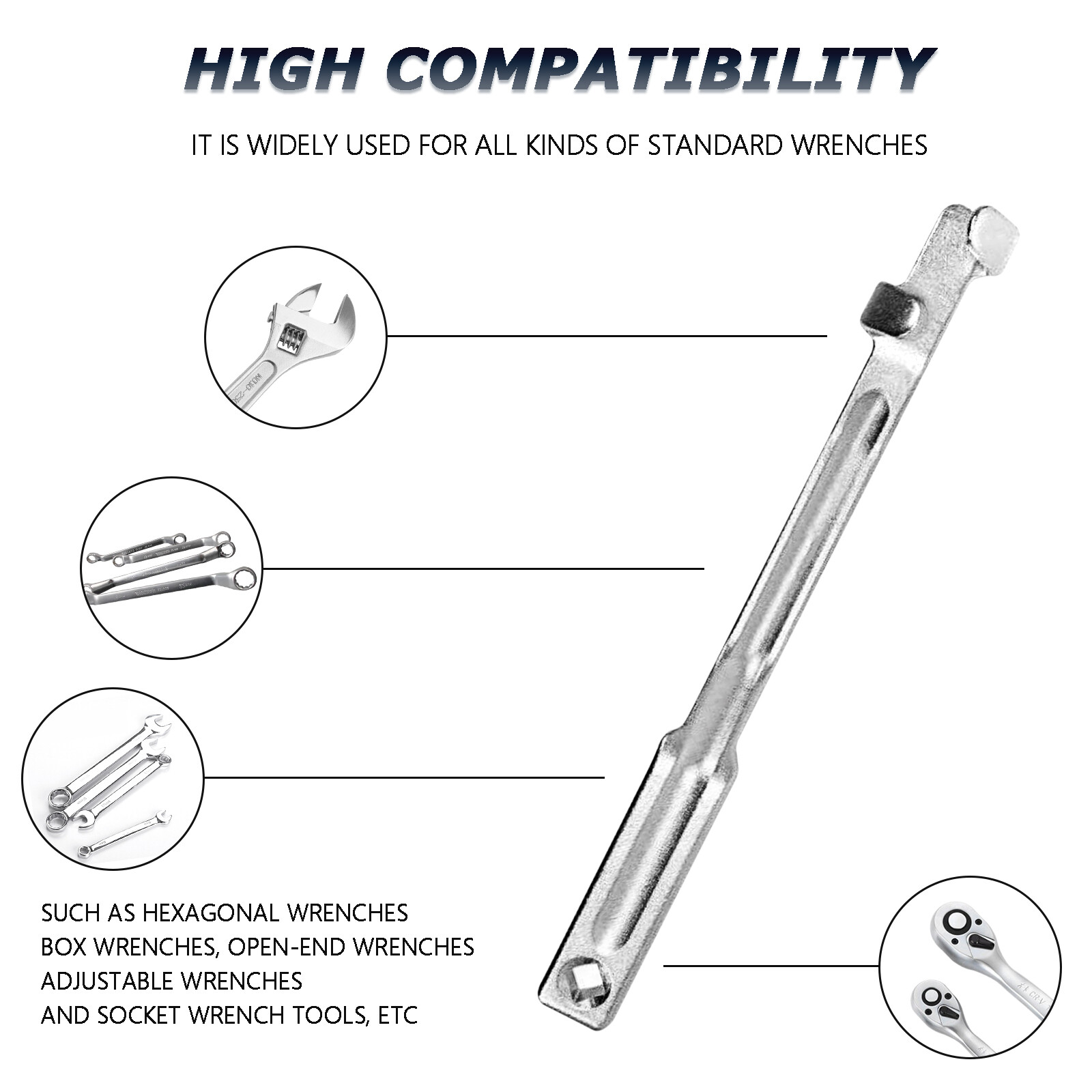 Universal Wrench Extender Tool Bar – Extra Long Torque Adaptor Wrench Extension