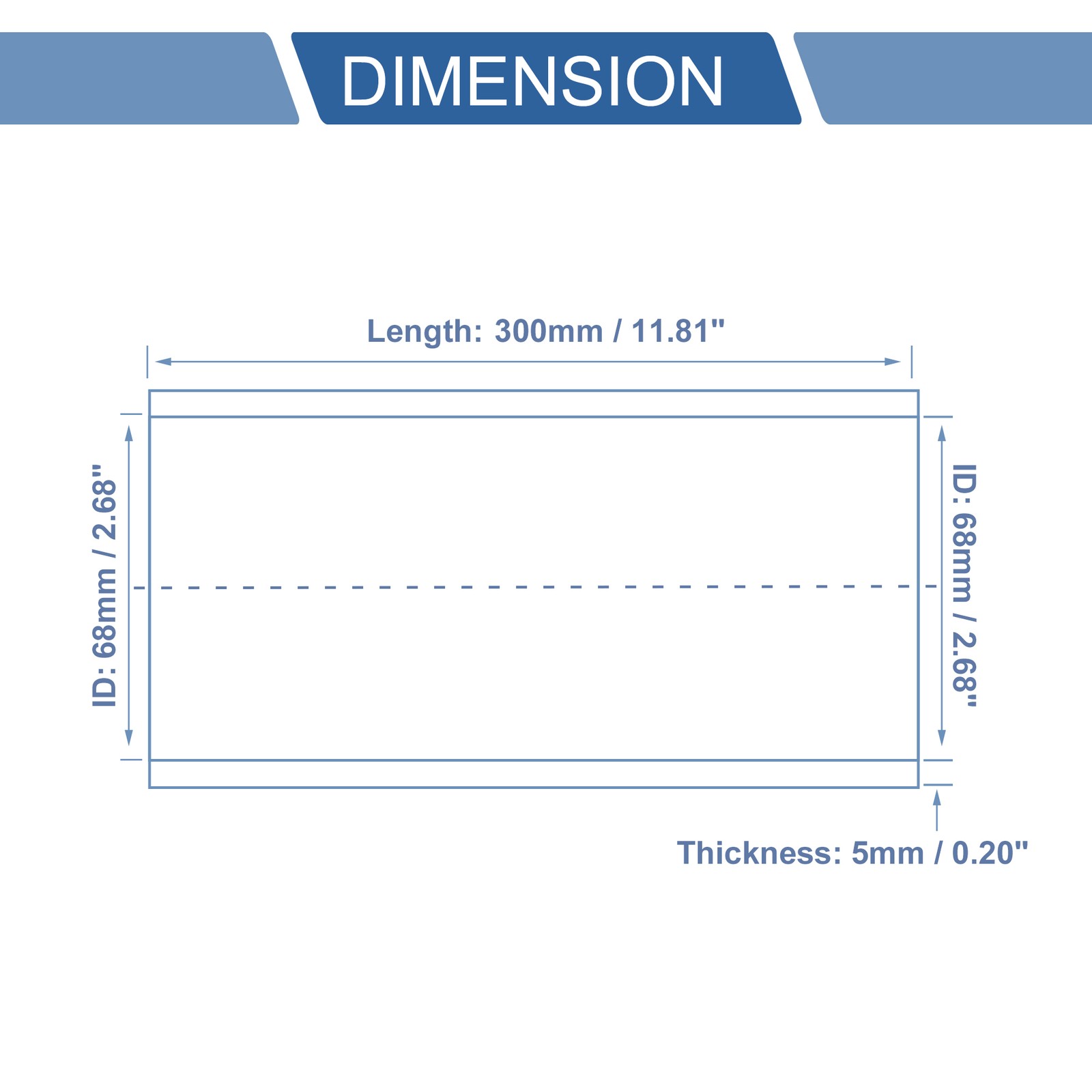 68mm 2.68″ ID 300mm / 11.81″ Length 0 Degree Black Silicone Car Tube