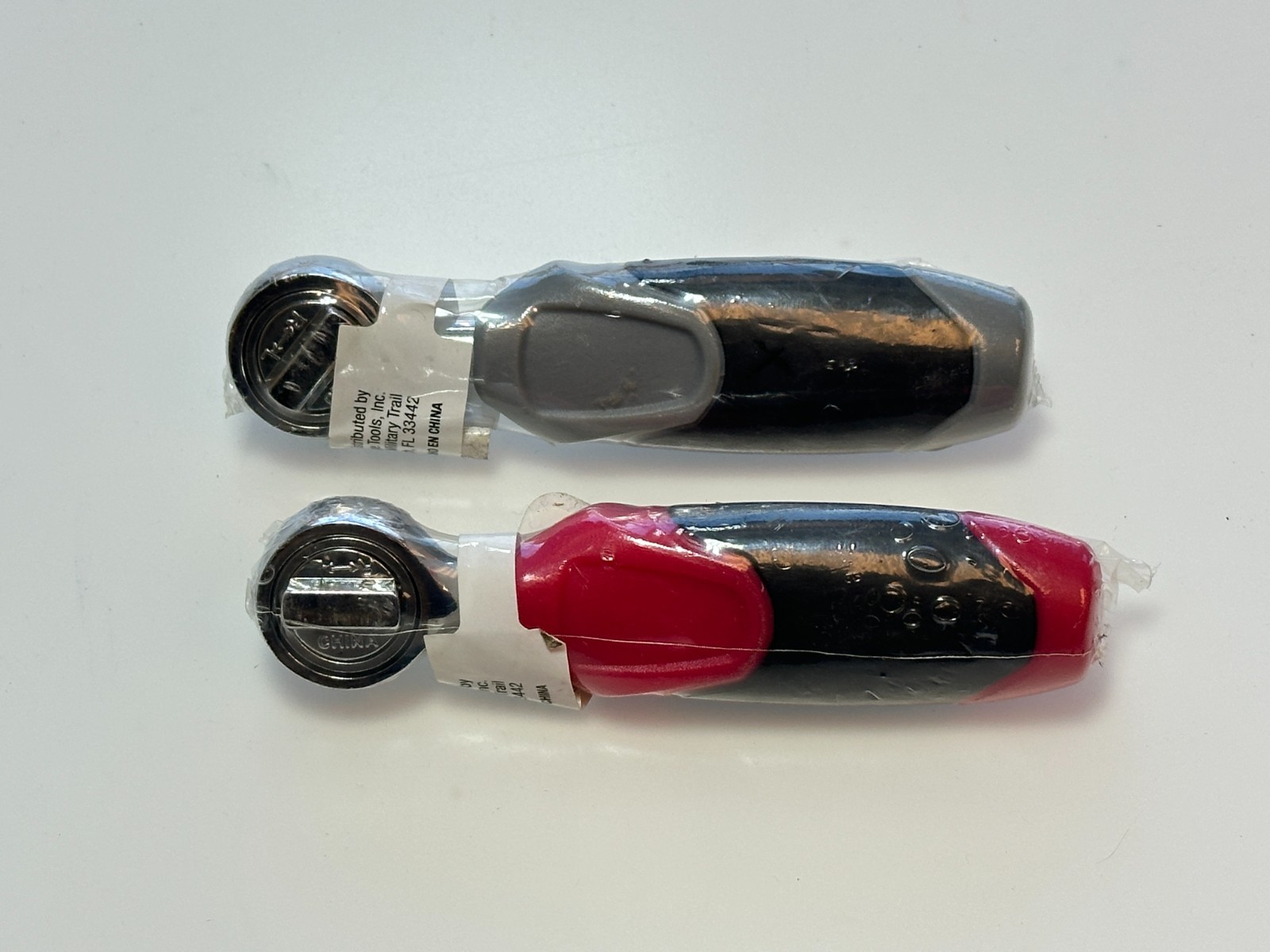 2pc Red/Gray 1/4″ Drive STUBBY Short Ratchet Set Lot, NEW in Plastic