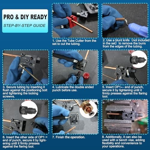 Brake Line Flaring Tool Kit – 3/16″ & 1/4″ Double Flare Tool for Brake & Hydraul