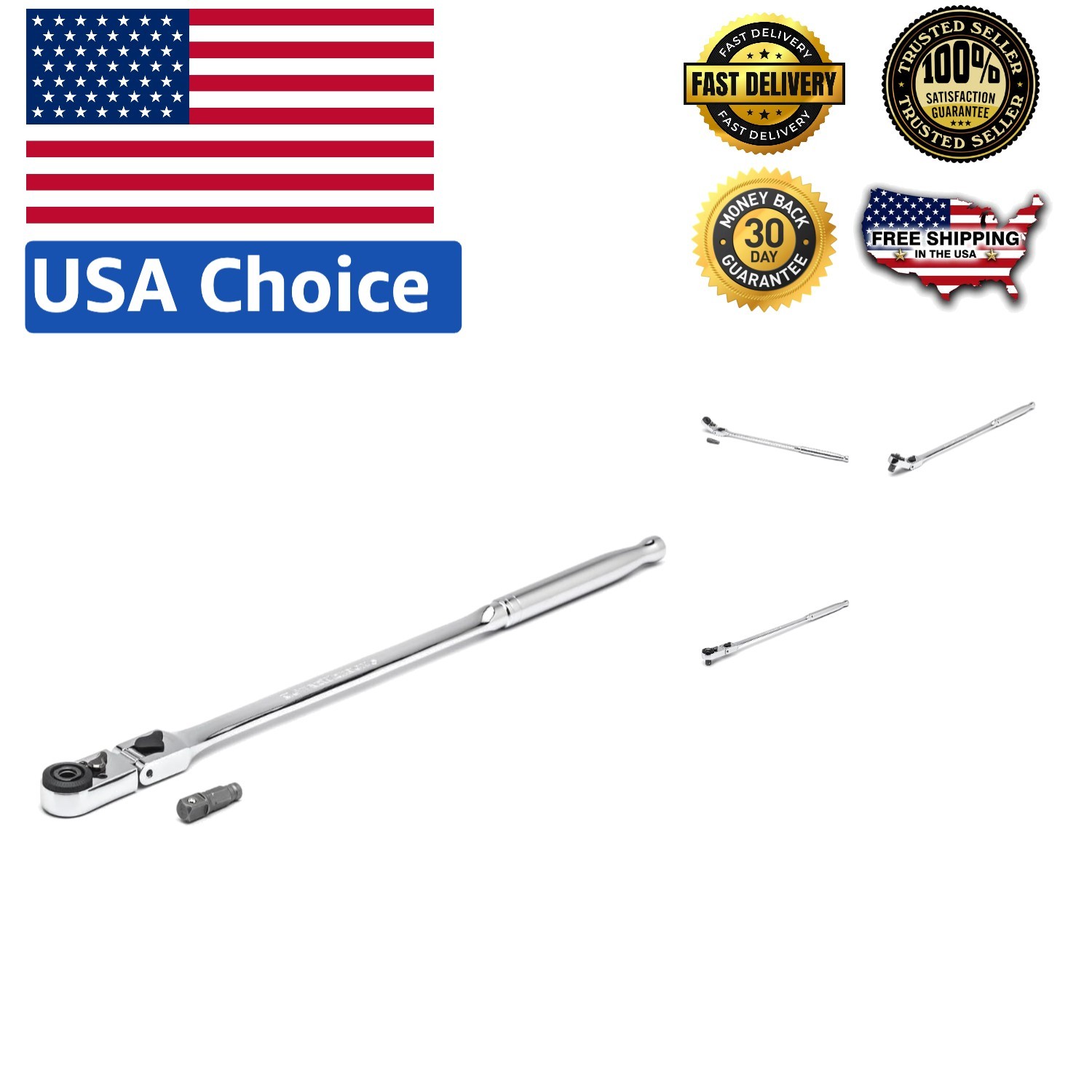 Effortless 72 Tooth Flex Slim Head Ratchet – 12″ Mechanical Tool | Non-Sparking