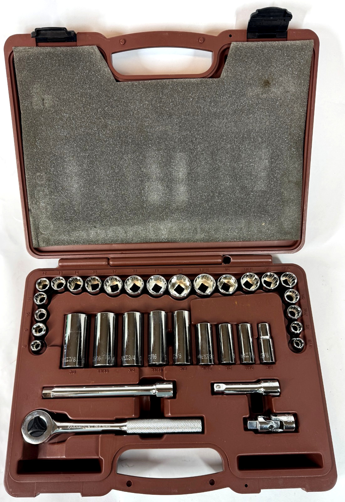 Paramount CR-X Steel Chrome Metal 34 Piece Metric SAE Socket Set 8-19mm 5/16-7/8
