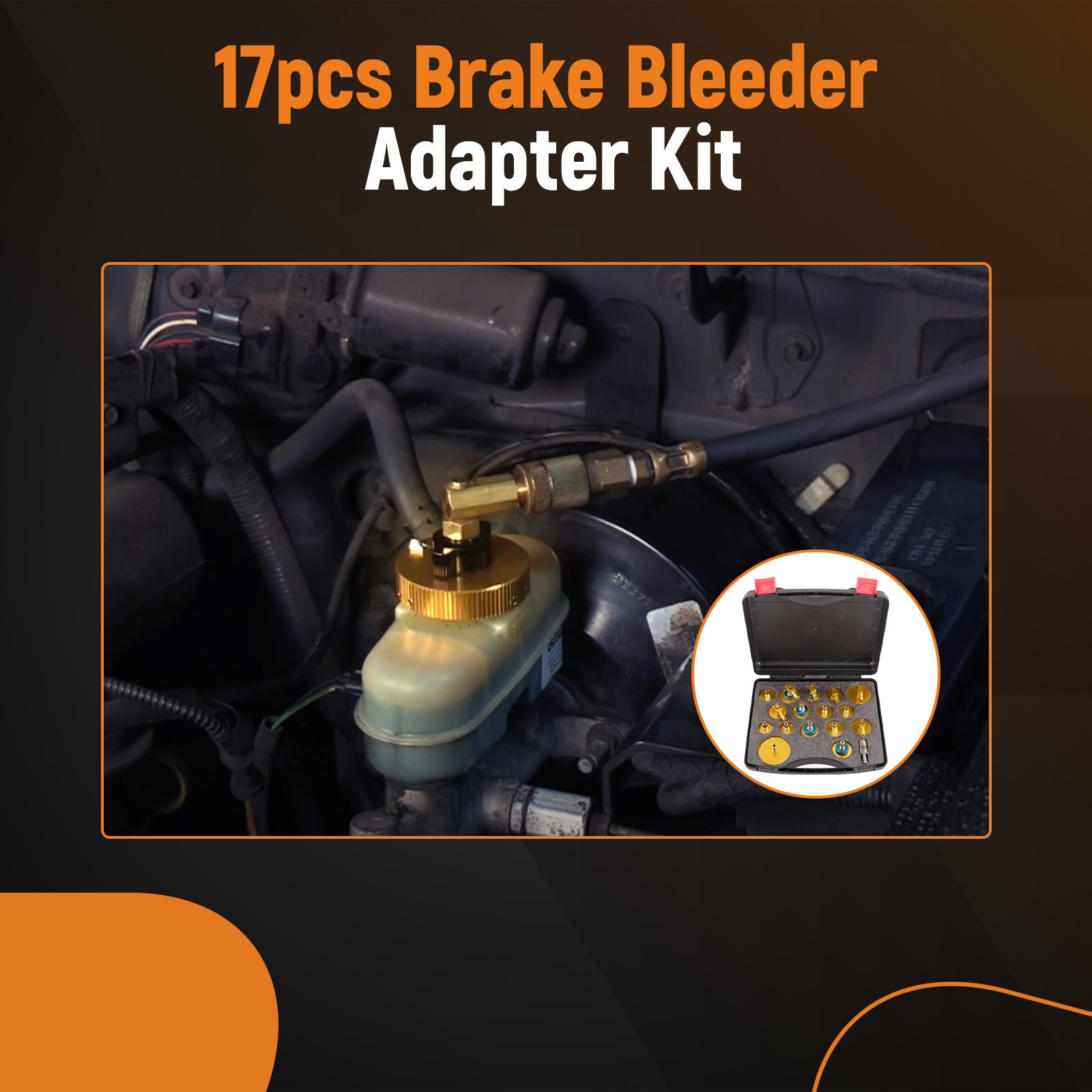 17Pcs Brake Master Cylinder Bleeder Adaptors Set Brake Fluid Bleeder Adapter Kit