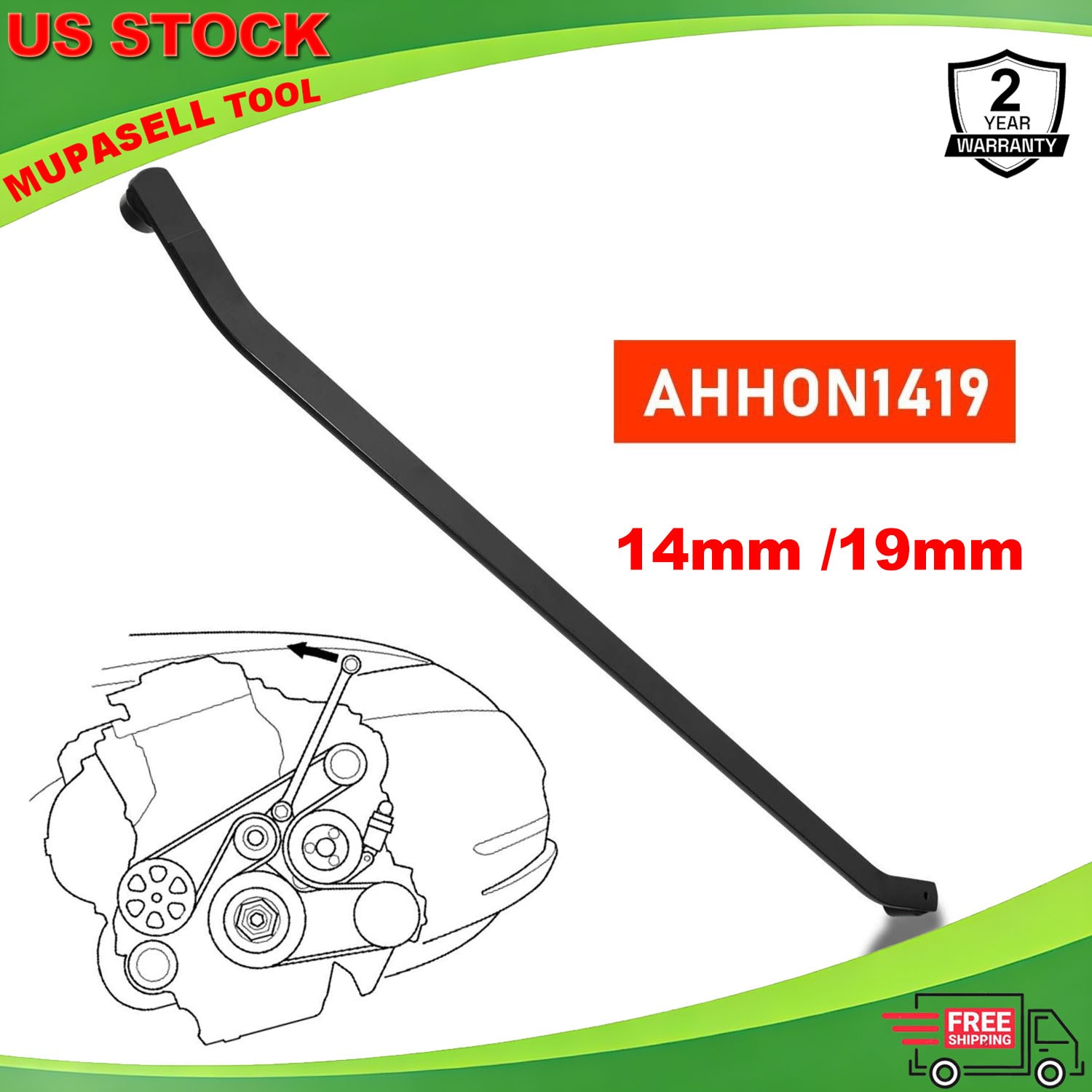 Serpentine Belt Wrench 14MM/19MM Tensioner Removal for Honda Acura Accord CRV
