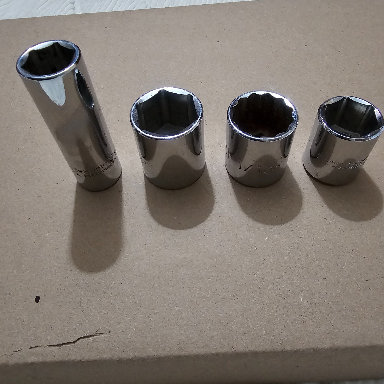 Proto professional 1/2″ Drive 12pt & 6pt Socket Lot Of 4, 24mm,1 1/16″ 1 1/8″3/4