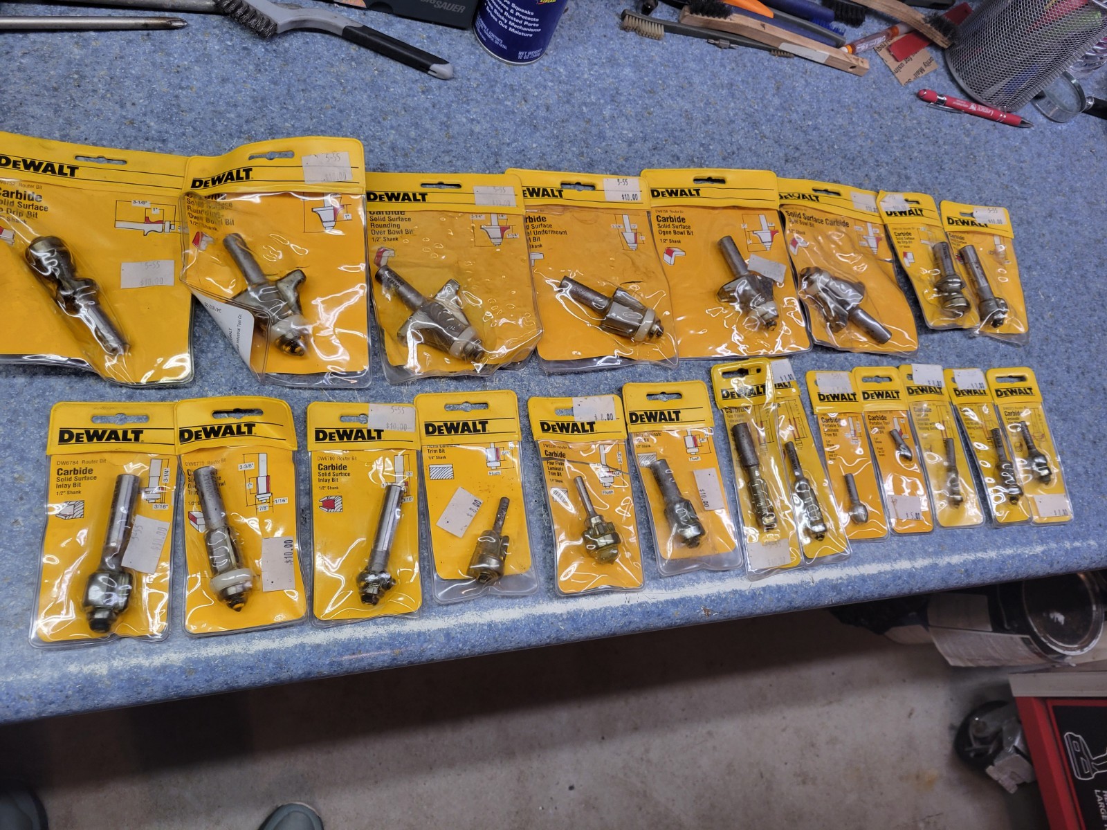 Dewalt NOS 21-Piece High Quality Carbide Laminate and Solid Surface Router Bits