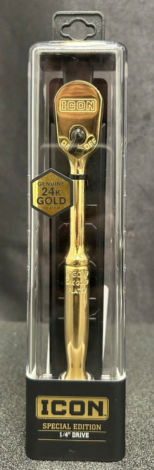 Icon Special Edition 90 Tooth 1/4” Drive Low Profile 24k Gold Plated W/ Stand
