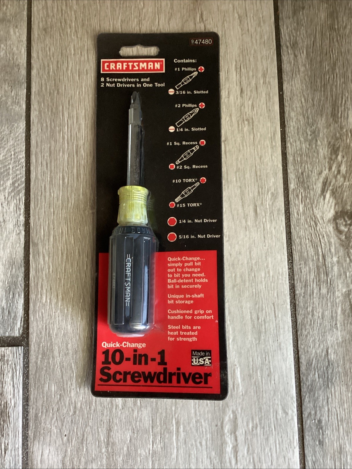 Craftsman USA 10-in-1 Screwdriver Cushion Grip Pratt Read 47480 NOS