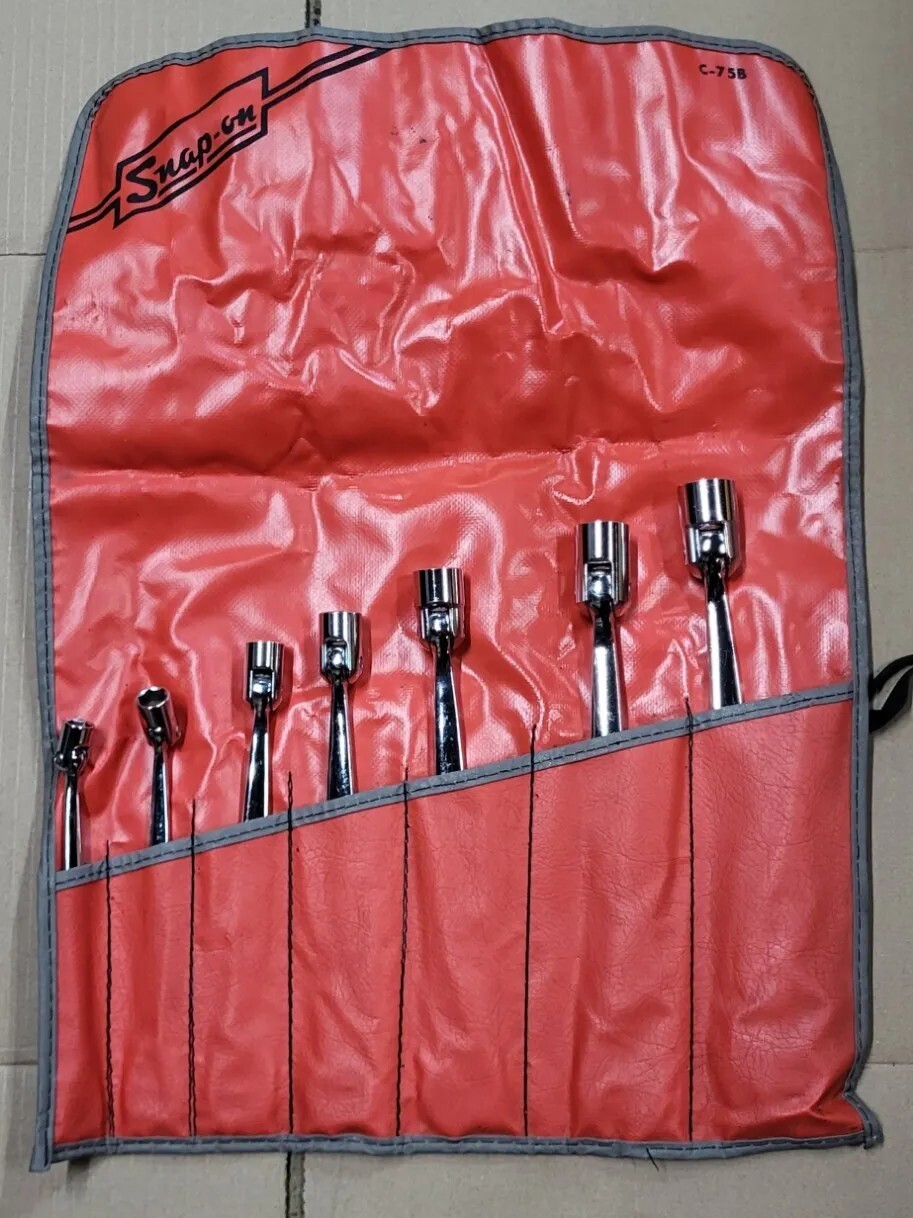 NOS Snap On Tools 7Piece SAE FlexHead Open End Combo Wrench Set 3/8-3/4 FHO607B