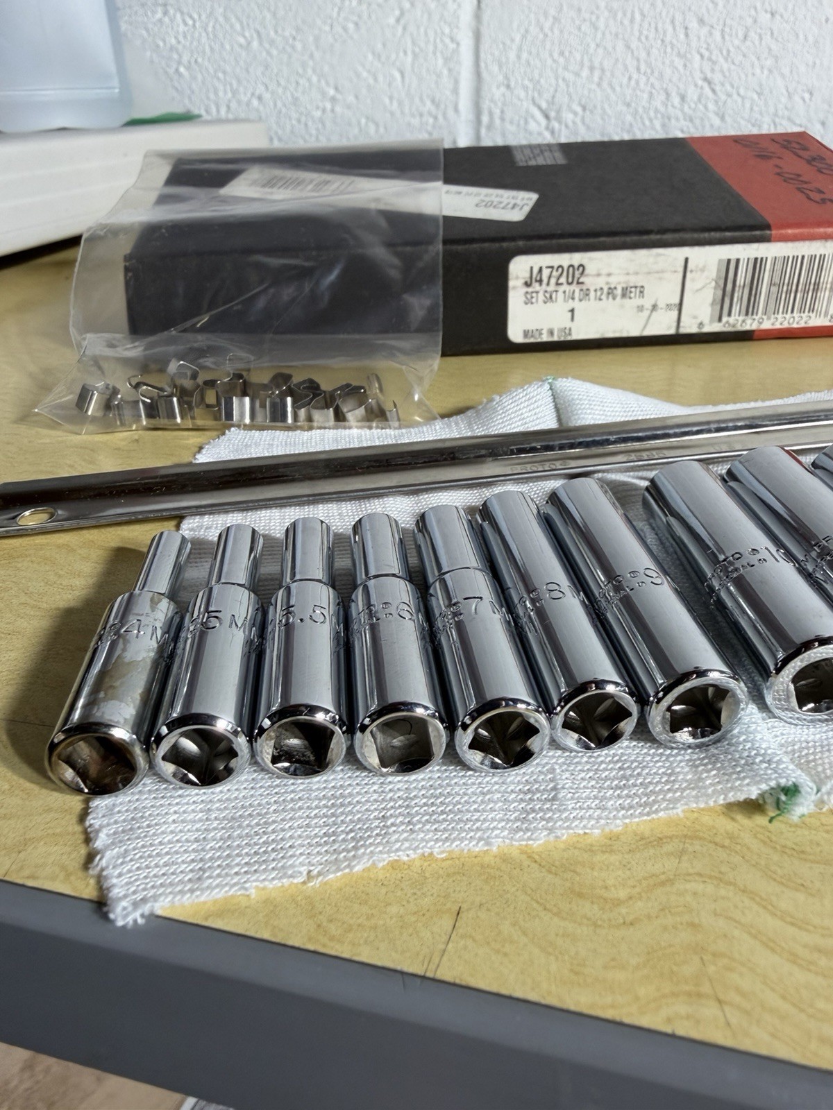 12 Pieces Metric mm Proto Socket USA Tool J47202 Set SKT 1/4 DR 6 Point
