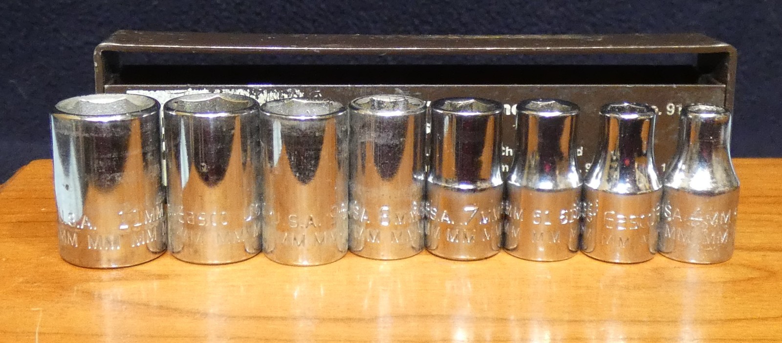 Vintage Easco 8 pc 1/4” Drive Metric Socket Set 91 150 4mm-11mm #BP