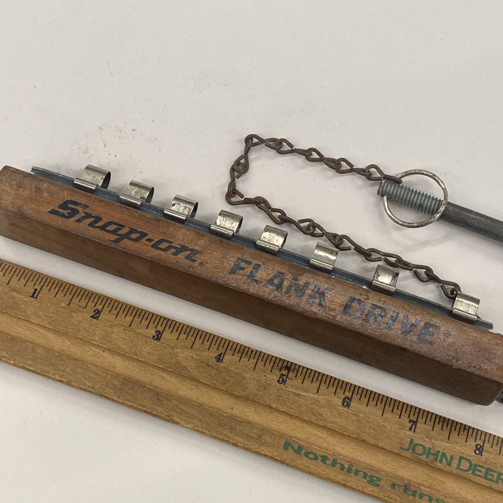 Snap On «FLANK DRIVE» 3/8″ Drive, Walnut Wood Socket Holder, RARE, M0749