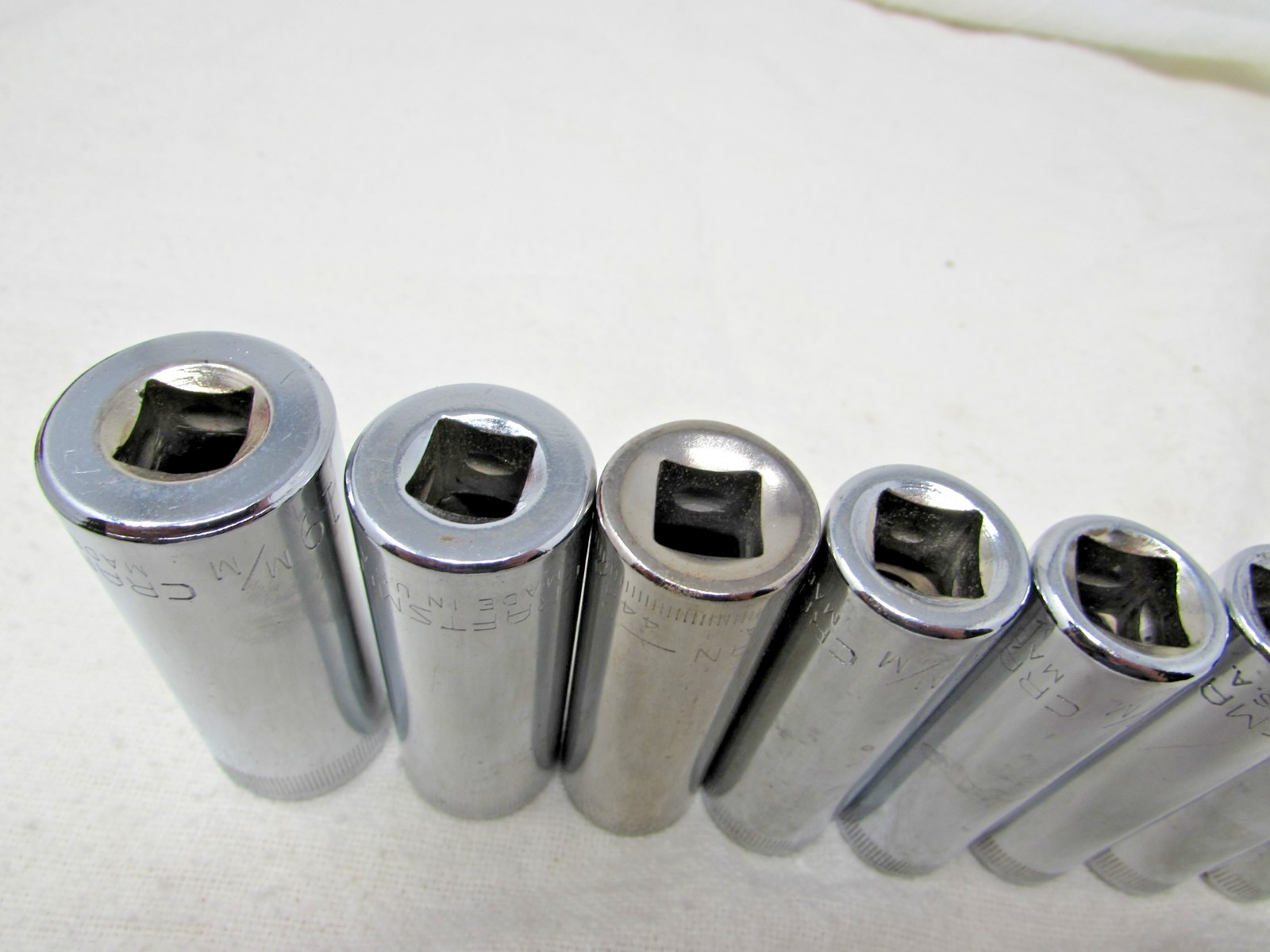 9 Craftsman USA 3/8″ Drive Deep 6 Point Metric Sockets 9mm-19mm Size -V- Era