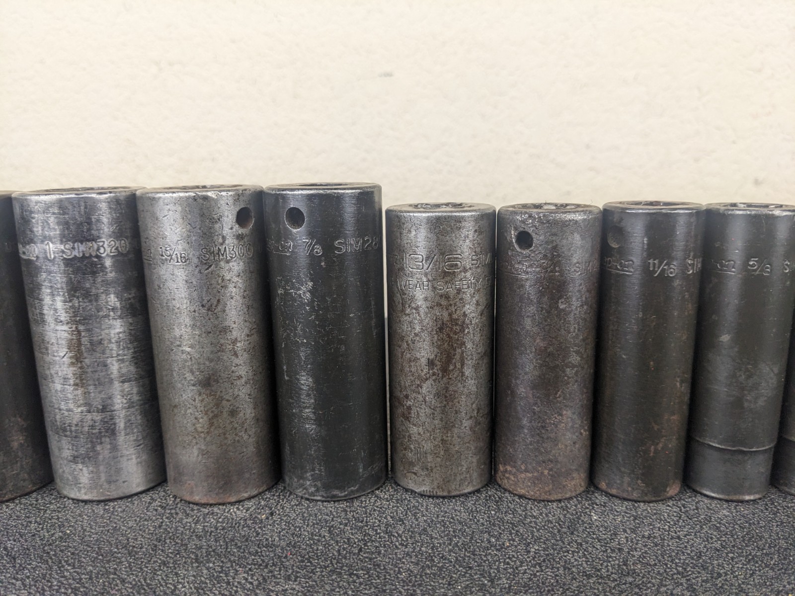 #as294 Snap On SIM 1/2″ Drive 7/16″ 1-1/16″ SAE Deep 6 Point Impact Socket Set