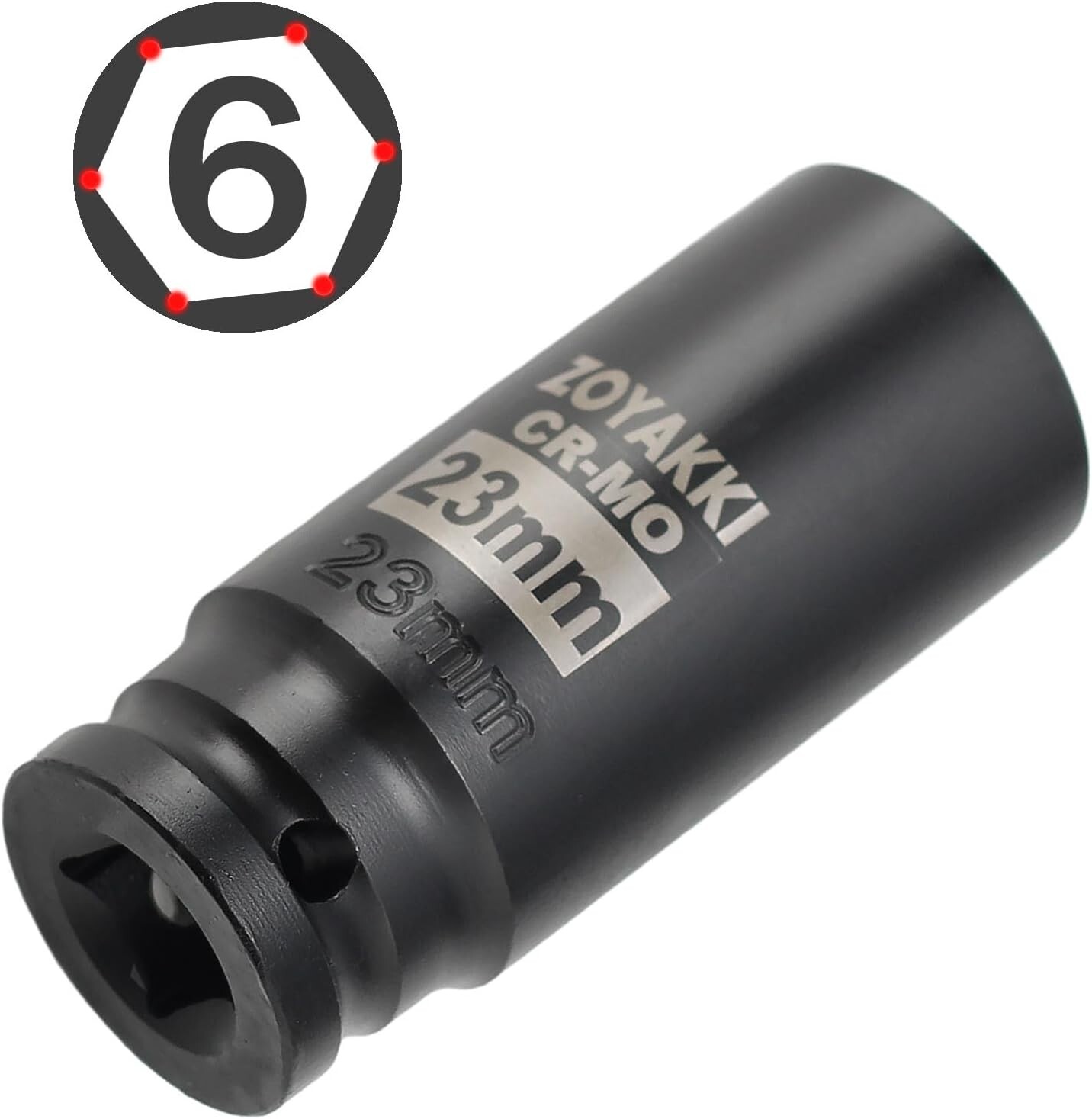 Efficient 1/2″ Drive 23mm Impact Socket with Laser Etched Marking for Precision