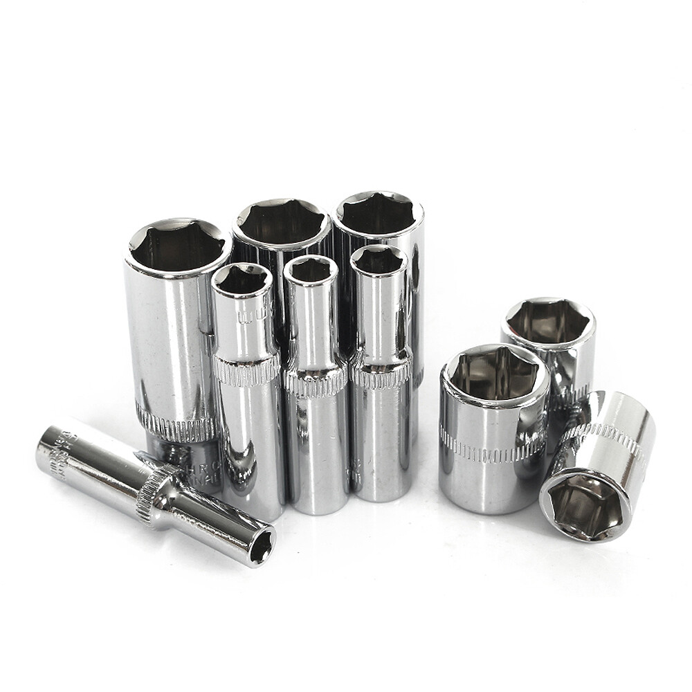 1/4″ Socket Deep Drive Ratchet Deep Hex Sockets CR-V Steel Long Reach 4mm-14mm
