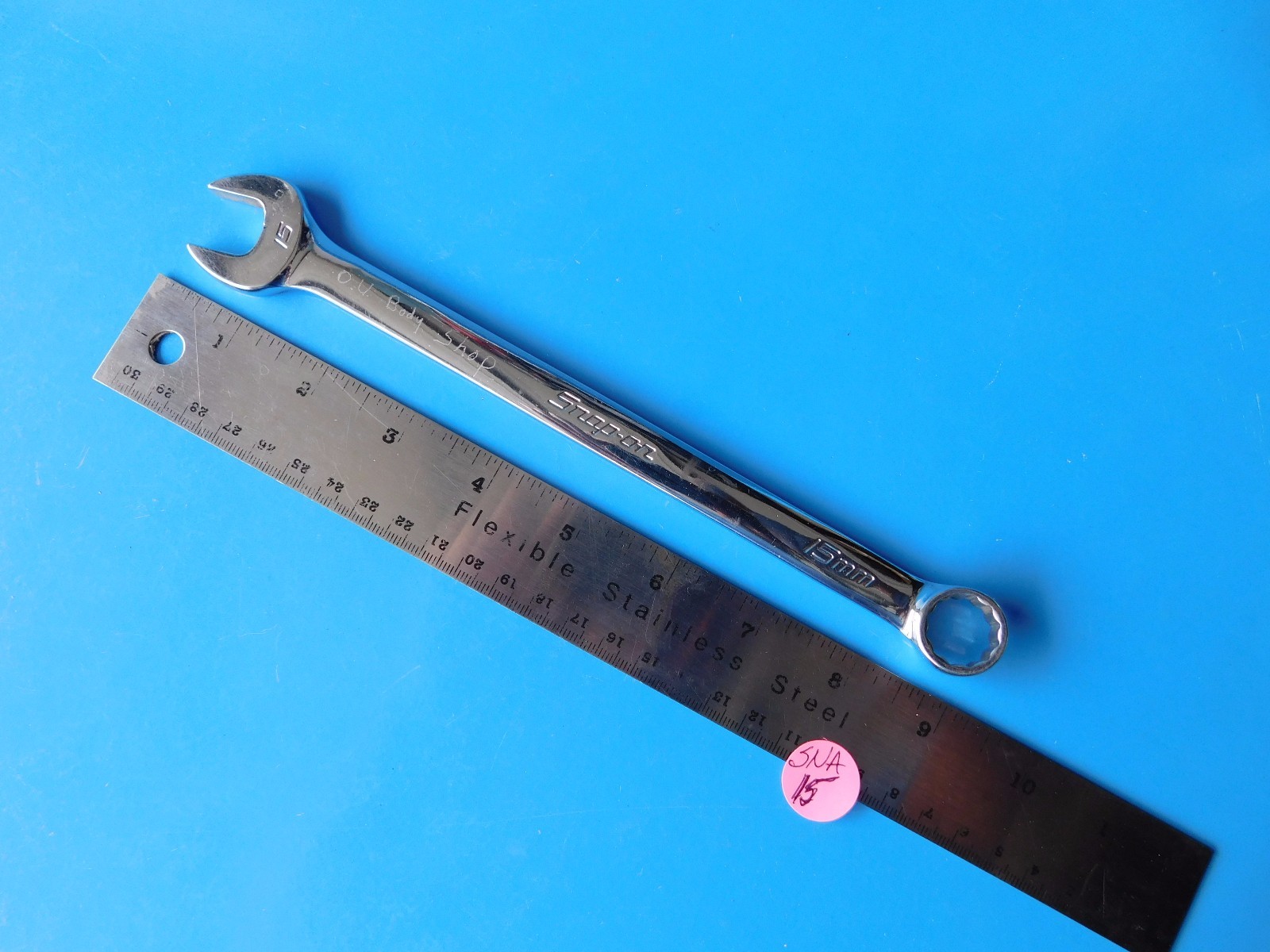 USED, SNAP ON TOOLS ( 15 MM ) OPEN END WRENCH, PART #OEXM150A