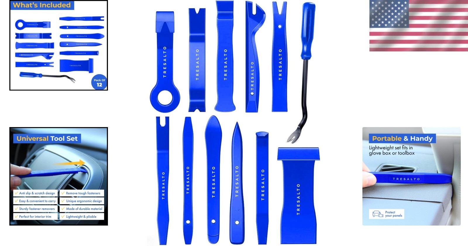 Compact 12 Piece Auto Trim Removal Tools for Effortless Clip and Molding Tasks