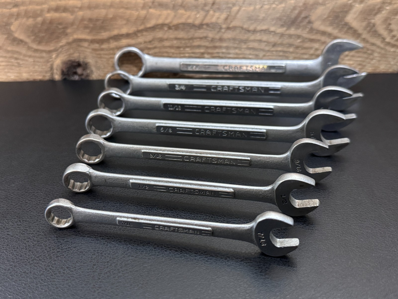 Vintage Craftsman =V= SAE Combination Wrench Set 7/16 to 15/16 7pc Forged in USA