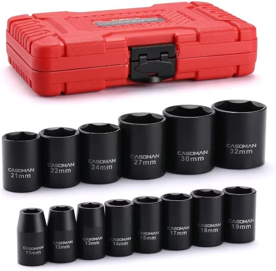 14 Pieces 1/2-Inch Drive Shallow Impact Socket Set, Metric, 6-Point, 11mm to …