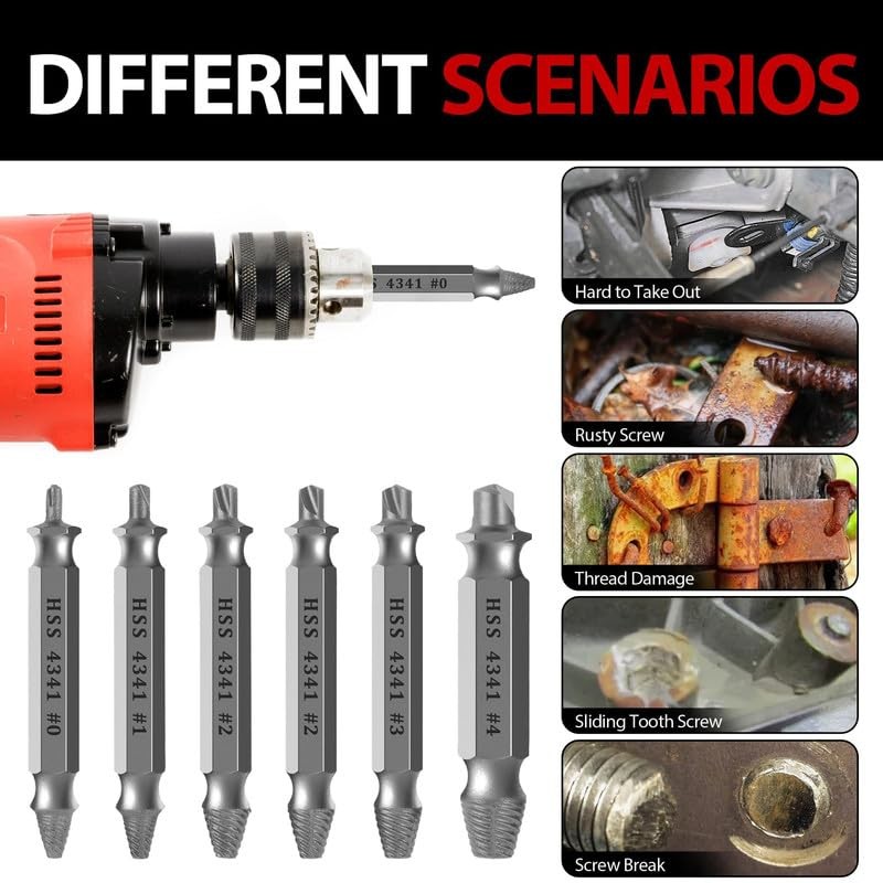 MAZING Damaged Screw Extractor Set, 6PCS Stripped Grab Kit, Easy…
