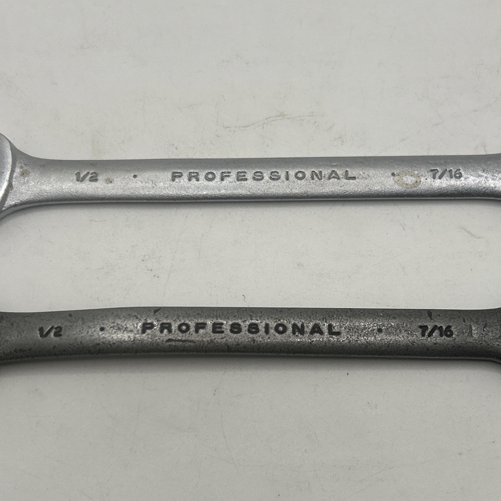 2 Proto Professional 3025 7/16″ x 1/2″ SAE Open End Wrench USA One Slight Bend