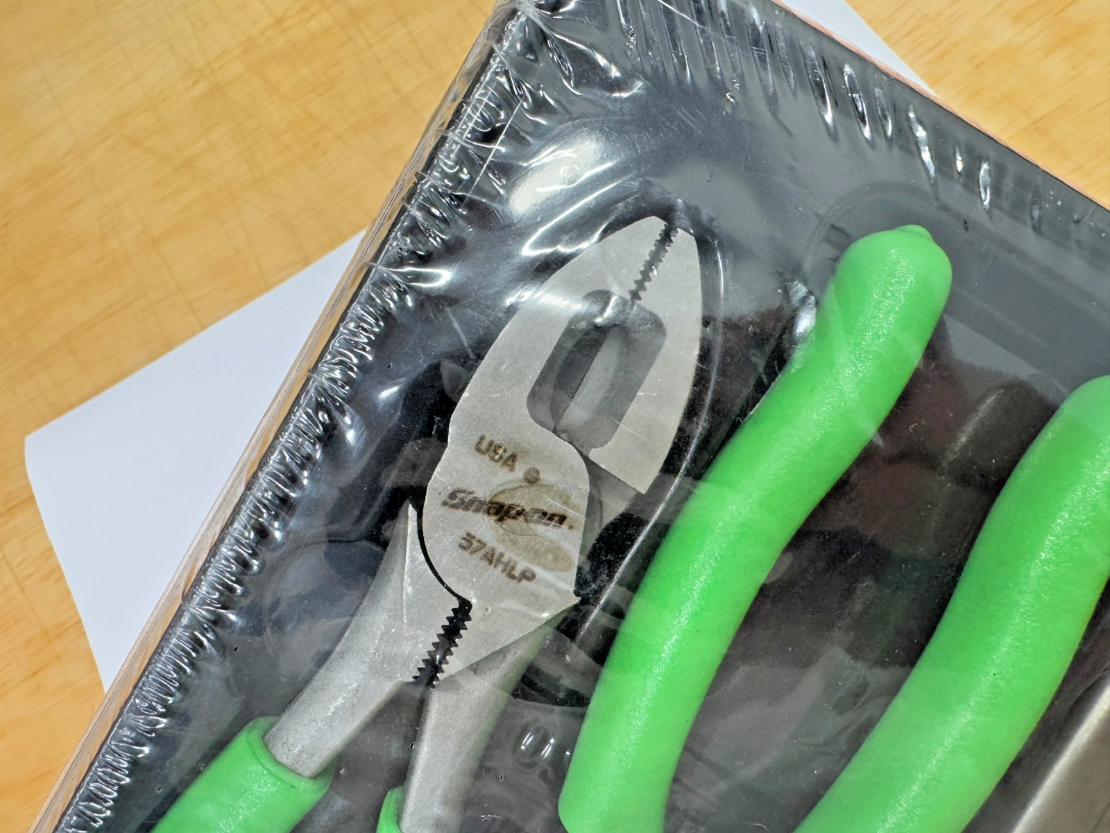 Snap-on Tools USA NEW 3PC GREEN Soft Grip Pliers / Cutter Combo Set PLR300G NOS
