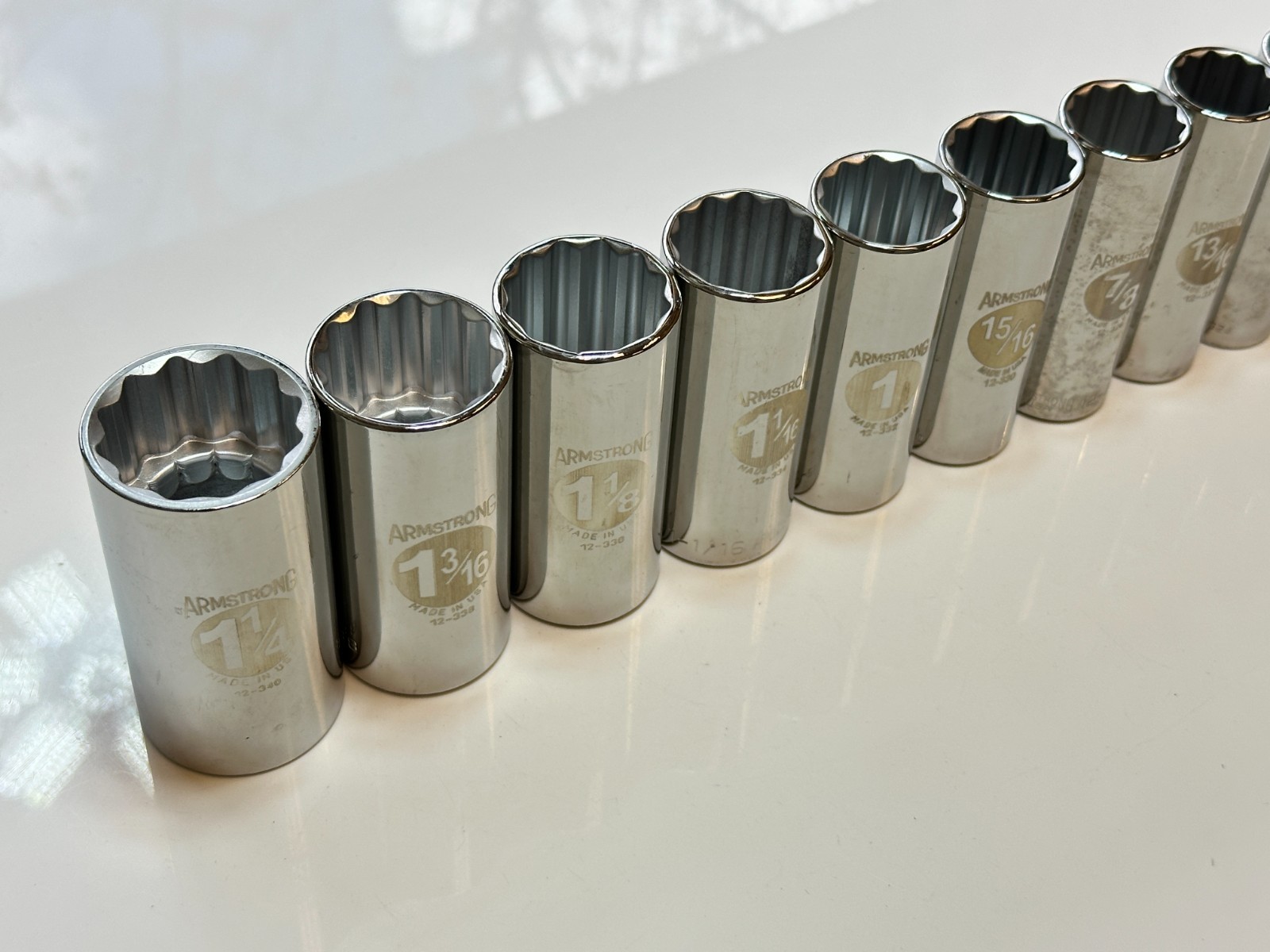 NOS Armstrong Tools USA 15-575 15pc 1/2” Drive 3/8-1-1/4” Deep Socket, 12 Point
