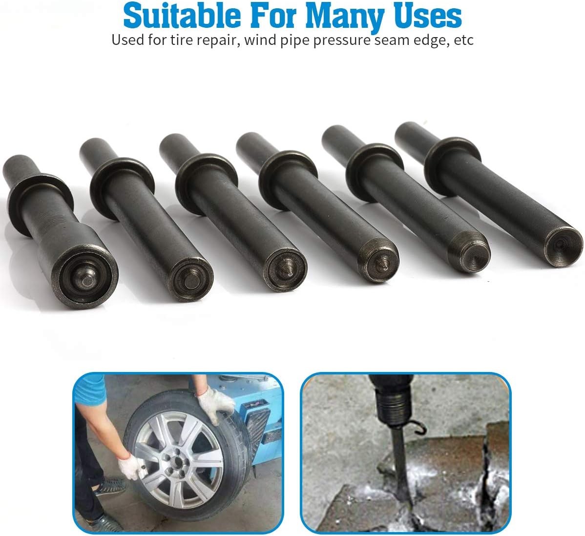 7 Pcs Great Heavy Duty Smoothing Pneumatic Air Rivet Hammer Tools Kit Black