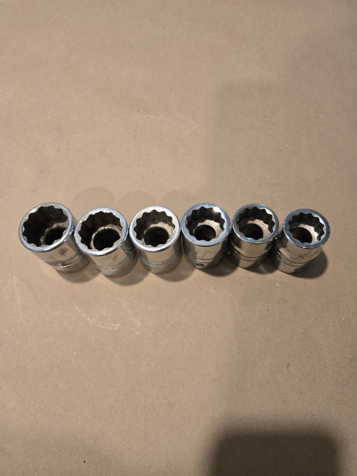 Snap On 3/4″ Drive 7/8″-1-3/16″ 12PT SAE Shallow Chrome Sockets USA Lot Of 6