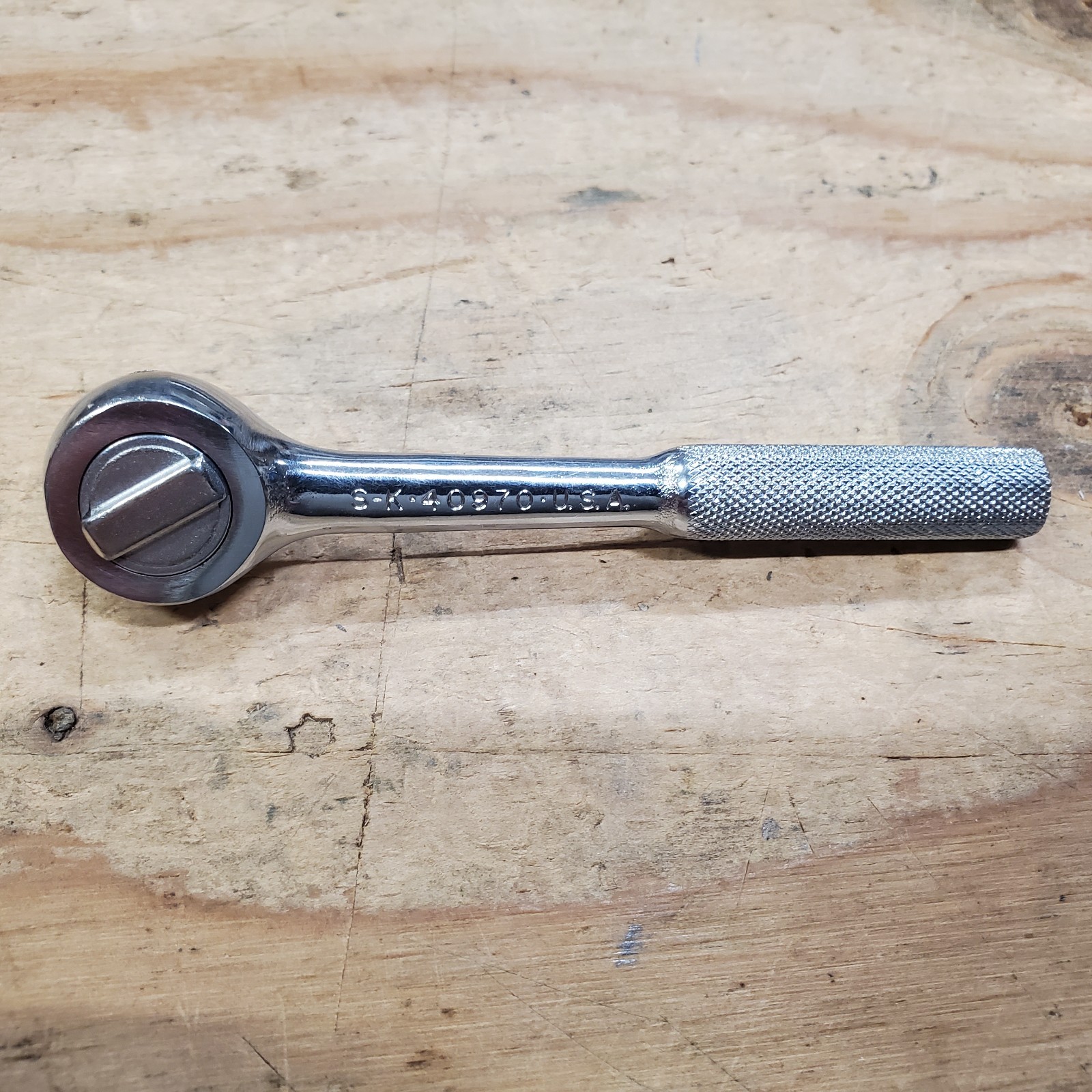 S-K Tools Chrome Ratchet 40970 1/4″ Drive Knurled Handle USA Mechanic Tool
