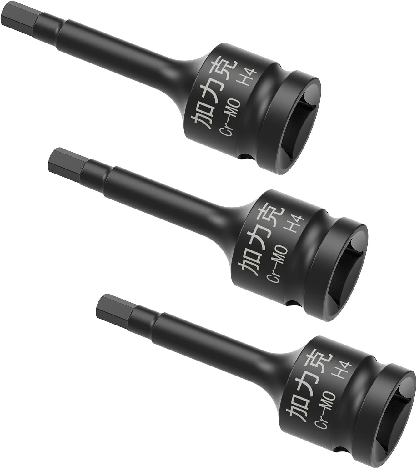 3/8″ Square Drive Hex Bit Socket Set, 3 Pieces, 60mm Length