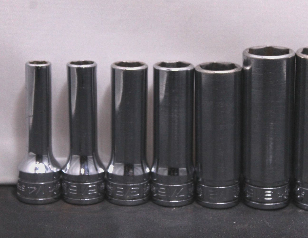 Snap-On SFS 11pc 3/8″ Drive SAE 6 Point Deep Socket Set 1/4″-7/8″