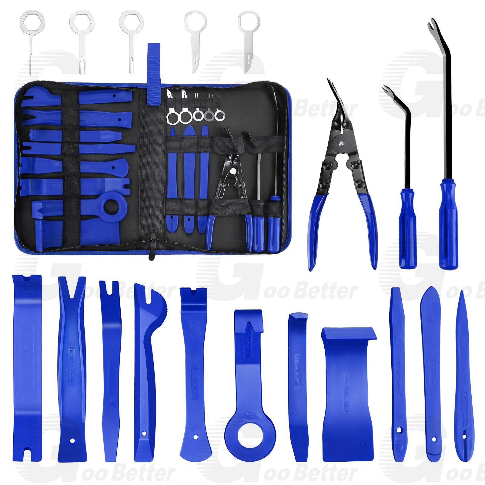 19Pcs Trim Removal Tool Auto Fastener Terminal Remover Tool Clip Pliers Pry Kit