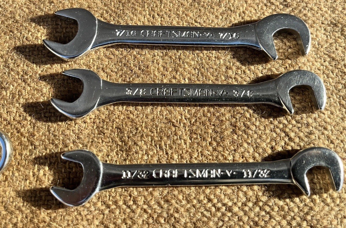 Vtg 8pc Craftsman 4306 SAE Open End Ignition Wrench Set USA +Extra 3/8 Combo -v-
