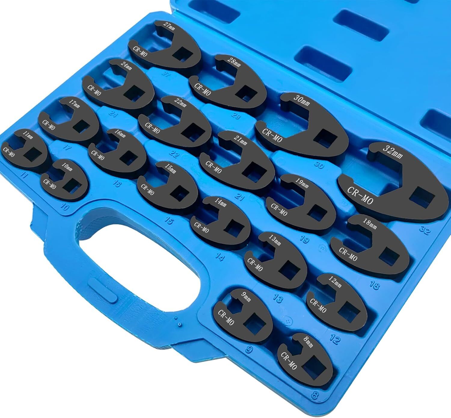 19PCS Crows foot Wrench Set 1/2″ and 3/8” Drive Flare Nut Crowfoot Wrench Set US