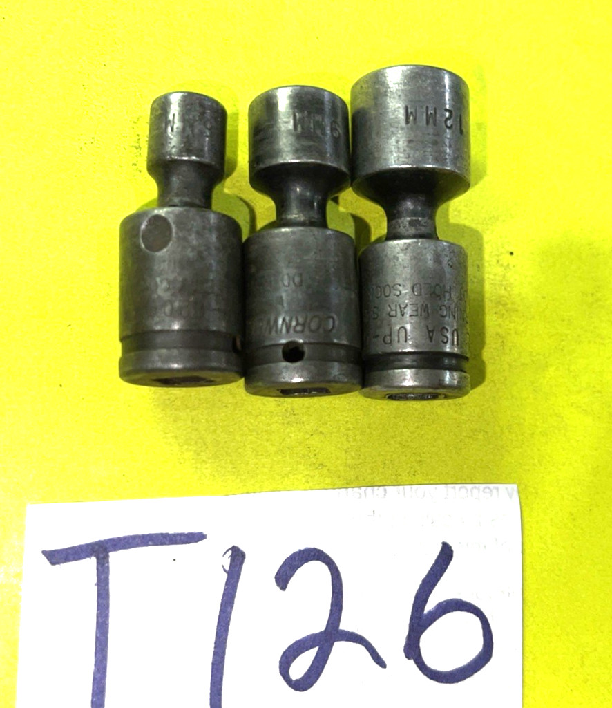 CORNWELL TOOLS 3 PIECE 1/4 DRIVE METRIC IMPACT SWIVEL SOCKETS 6, 9, 12MM