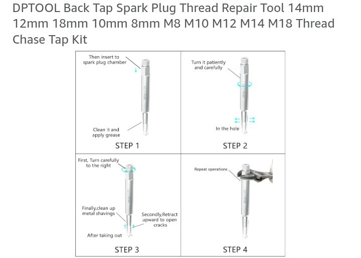 Spark Plug Thread Repair Tool Kit 14mm 12mm 18mm 10mm 8mm M8 M10 M12 M14 M18