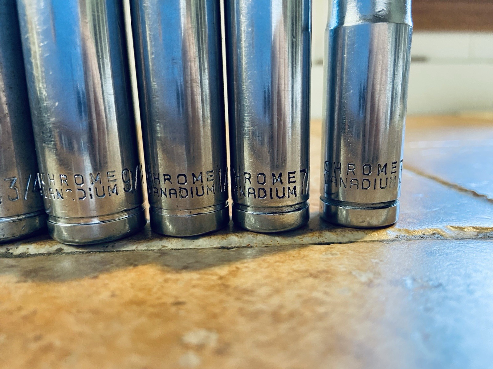 Vintage Set Of Chrome Vanadium Deep well Sockets Sold As A Set Of 6