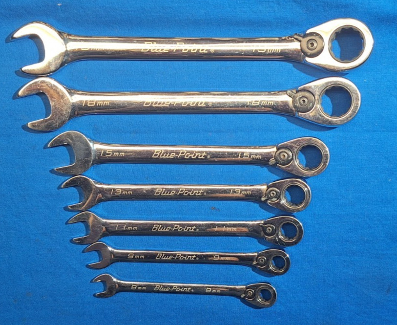 Blue Point 7pc METRIC reversible ratcheting combination wrench set 19mm-8mm