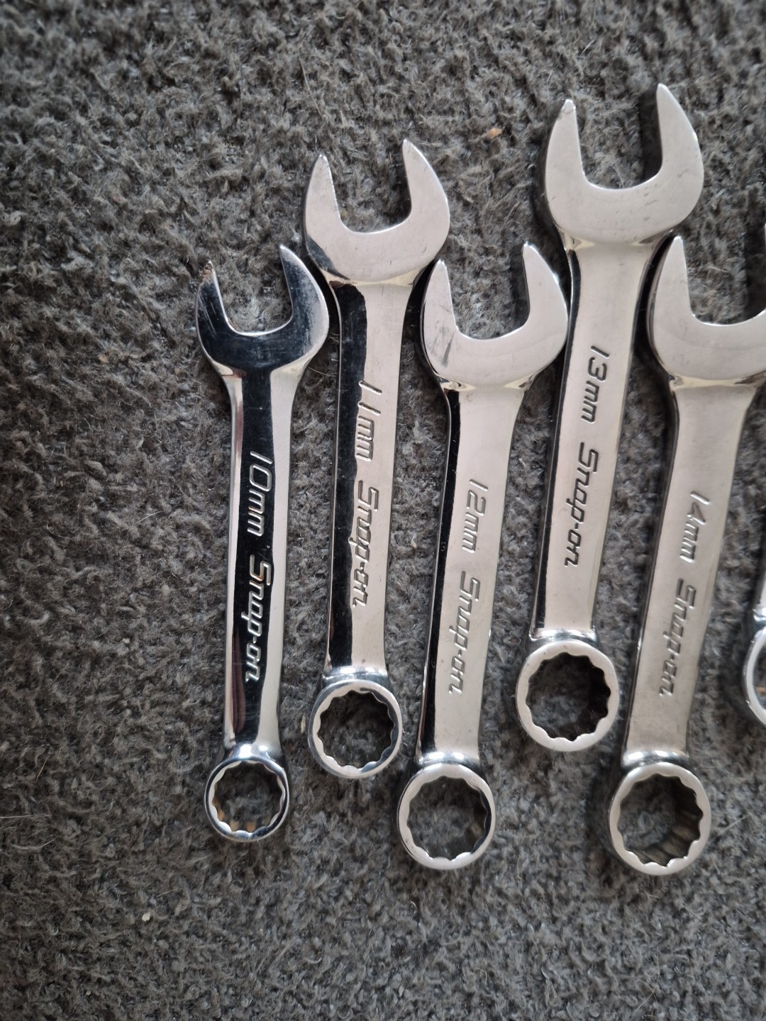 Snap-On OXIM710B 10 pc 12 Pt Metric Midget Combination Wrench Set 10mm-19mm